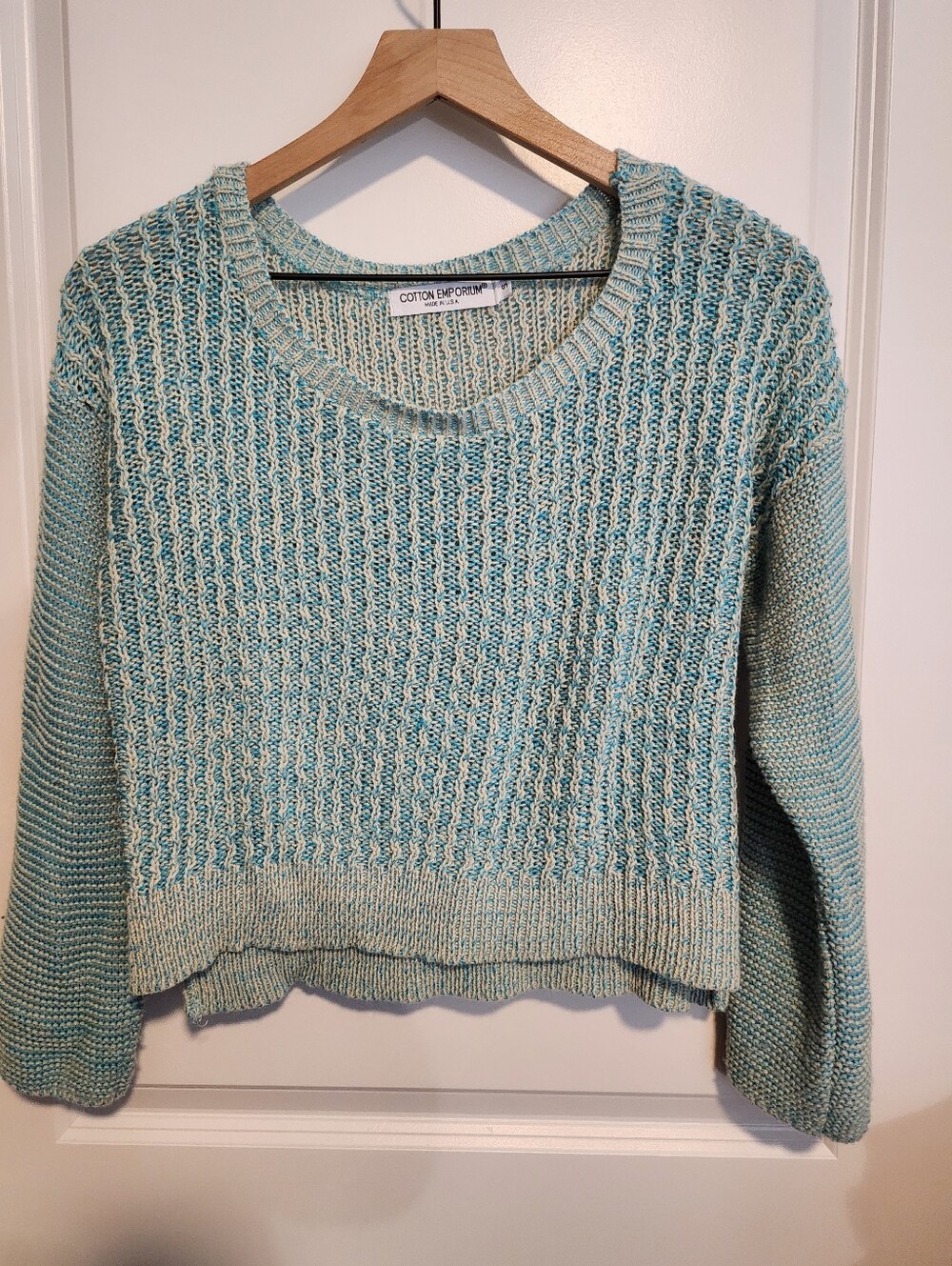 Cotton Emporium Seafoam Textured Crewneck Sweater - Women's